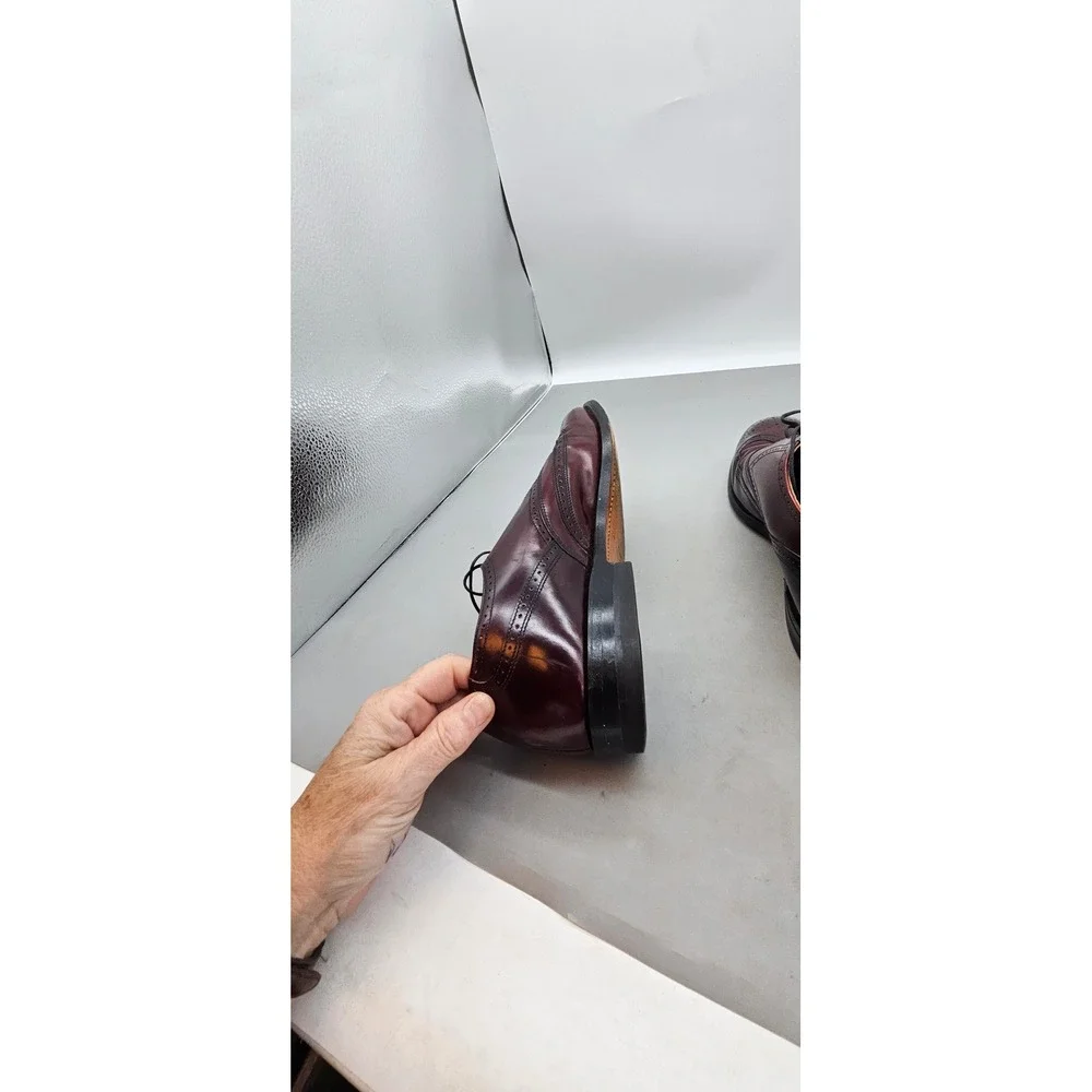 Hanover MasterFlex Mens Burgundy Leather Wingtip Oxford Brogue Dress Shoes USA